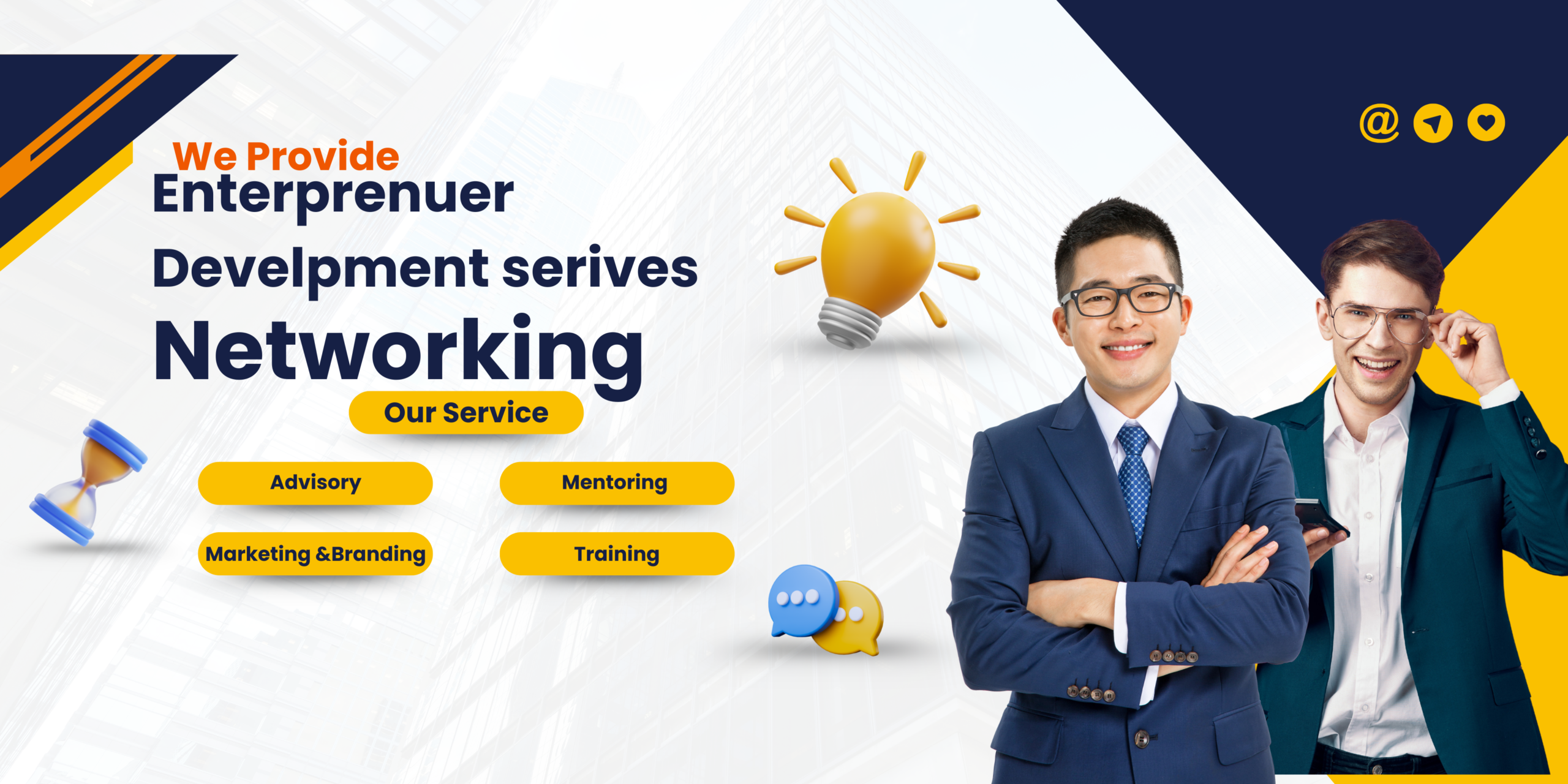 blue and yellow corporate business idea banner